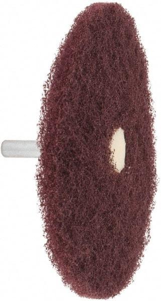 Merit Abrasives - 4" Diam, Medium Mounted Scrubber Buffing Wheel - 1 Ply, Very Fine Grade, 1/4" Shank Diam, 6,000 RPM - A1 Tooling