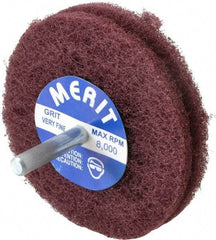 Merit Abrasives - 3" Diam, Medium Mounted Scrubber Buffing Wheel - 2 Ply, Very Fine Grade, 1/4" Shank Diam, 8,000 RPM - A1 Tooling