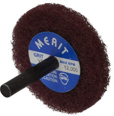 Merit Abrasives - 2" Diam, Medium Mounted Scrubber Buffing Wheel - 1 Ply, Very Fine Grade, 1/4" Shank Diam, 12,000 RPM - A1 Tooling