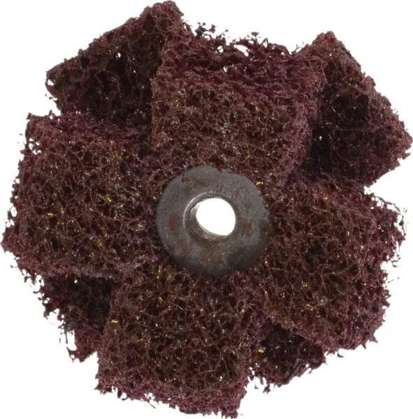 Merit Abrasives - 2" Diam Medium Density Cross Buff - 2 Plys, 1/4-20 Thread, Medium Grade, 12,000 Max RPM - A1 Tooling