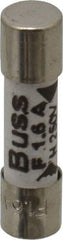 Cooper Bussmann - 250 VAC, 32 VDC, 1.6 Amp, Fast-Acting Miniature Ceramic Fuse - 20mm OAL, 5mm Diam - A1 Tooling