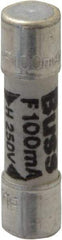 Cooper Bussmann - 250 VAC, 32 VDC, 0.1 Amp, Fast-Acting Miniature Ceramic Fuse - 20mm OAL, 5mm Diam - A1 Tooling