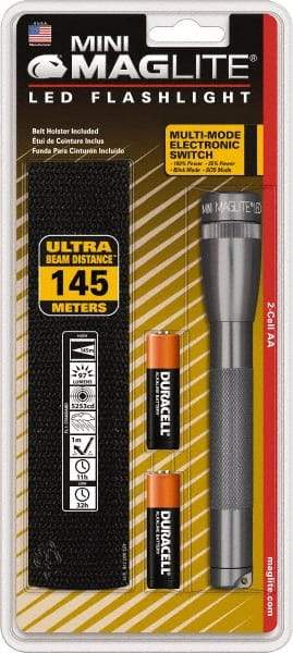 Mag-Lite - White LED Bulb, 97 Lumens, Mini Flashlight - Gray Aluminum Body, 2 AA Alkaline Batteries Included - A1 Tooling