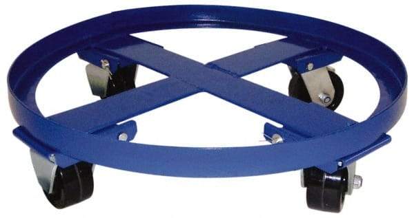 PRO-SOURCE - 2,000 Lb Load Capacity, 55 Gal Drum Dolly - 5-3/4" High, 4 Wheels - A1 Tooling