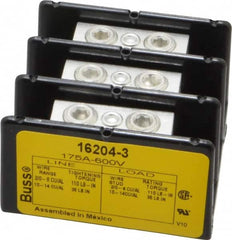 Cooper Bussmann - 3 Poles, 175 Amp, 2/0-8 AWG (Cu/Al) Primary, 2/0-8 AWG (Cu/Al) Secondary, Thermoplastic Power Distribution Block - 600 VAC/VDC, 1 Primary Connection, 5.2 Inch Long x 3.32 Inch Deep x 4 Inch High - A1 Tooling