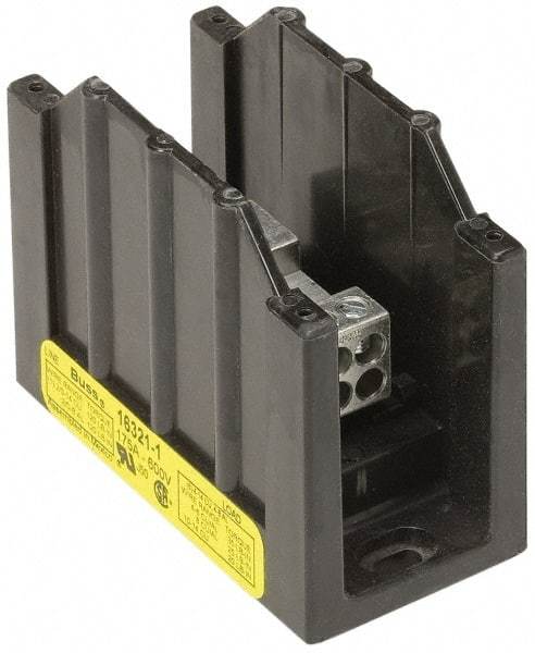 Cooper Bussmann - 2 Poles, 310 Amp, 350 kcmil-6 AWG (Cu/Al) Primary, 4-12 AWG (Al), 4-14 AWG (Cu) Secondary, Thermoplastic Power Distribution Block - 600 VAC/VDC, 1 Primary Connection, 3.58 Inch Long x 3.32 Inch Deep x 4 Inch High - A1 Tooling