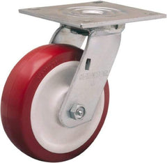 Hamilton - 6" Diam x 2" Wide x 7-1/2" OAH Top Plate Mount Swivel Caster - Polyurethane Mold on Polypropylene, 900 Lb Capacity, Straight Roller Bearing, 5 x 5-1/2" Plate - A1 Tooling