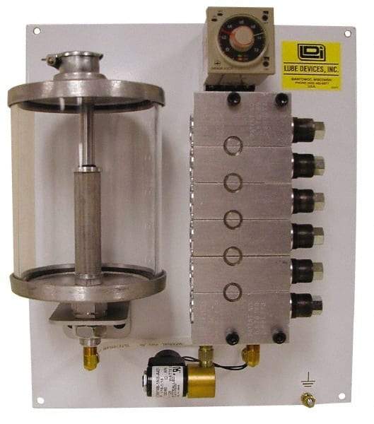 LDI Industries - 75 Cu. Inch Reservoir Capacity, 0.16 cc Output per Cycle, 2 Outlet Panel-Mounted Central Lubrication System Air-Operated Pump - Grease, 1/8-27 Outlet Thread, NPTF - A1 Tooling