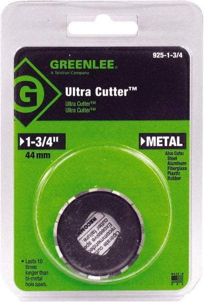 Greenlee - 1-3/4" Diam, 1/2" Cutting Depth, Hole Saw - High Speed Steel Saw, Toothed Edge - A1 Tooling