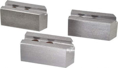 H & R Manufacturing - 1.5mm x 60° Serrated Attachment, Square Soft Lathe Chuck Jaw - 3 Jaws, Steel, 1" Btw Mount Hole Ctrs, 3-1/2" Long x 1-1/2" Wide x 1-1/2" High, 0.551" Groove, 12mm Fastener - A1 Tooling