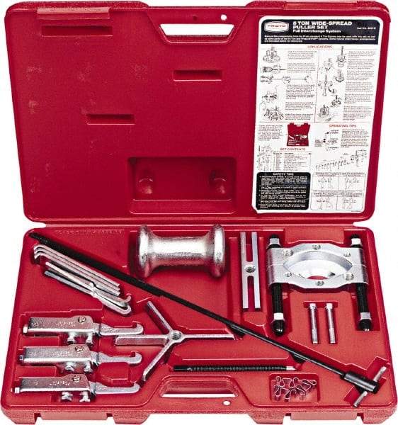 Proto - 18 Piece, 8" Spread, Wide Puller Set - 3 Jaws, 7" Reach - A1 Tooling