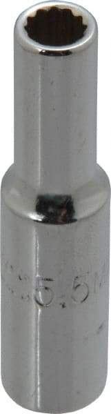 Proto - 1/4" Drive, Deep Hand Socket - 12 Points, 1-15/16" OAL, Chrome Finish - A1 Tooling