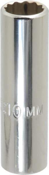 Proto - 1/4" Drive, Deep Hand Socket - 12 Points, 1-15/16" OAL, Chrome Vanadium, Chrome Finish - A1 Tooling