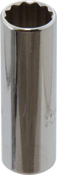 Proto - 1/4" Drive, Deep Hand Socket - 12 Points, 1-15/16" OAL, Chrome Finish - A1 Tooling