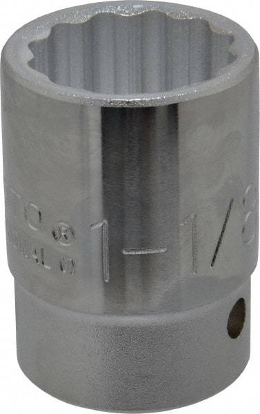 Proto - 1-1/8", 3/4" Drive, Standard Hand Socket - 12 Points, 2-7/32" OAL, Chrome Finish - A1 Tooling