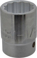 Proto - 1-1/8", 3/4" Drive, Standard Hand Socket - 12 Points, 2-7/32" OAL, Chrome Finish - A1 Tooling