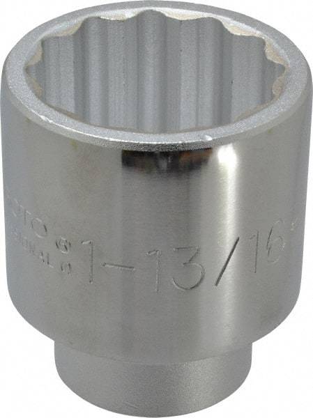 Proto - 1-13/16", 3/4" Drive, Standard Hand Socket - 12 Points, 2-29/32" OAL, Chrome Finish - A1 Tooling