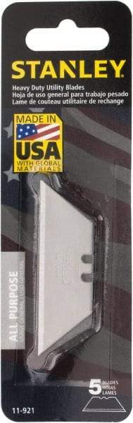 Stanley - 5 Piece Carbon Steel Utility Knife Blade - 2-7/16" OAL, 0.024" Blade Thickness - A1 Tooling