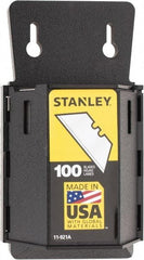 Stanley - 100 Piece Carbon Steel Utility Knife Blade - 2-7/16" OAL, 0.024" Blade Thickness - A1 Tooling