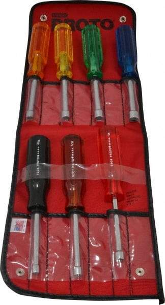 Proto - 7 Piece 3/16 to 3/8" Nutdriver Set - Solid Shaft, Color Coded Handle - A1 Tooling