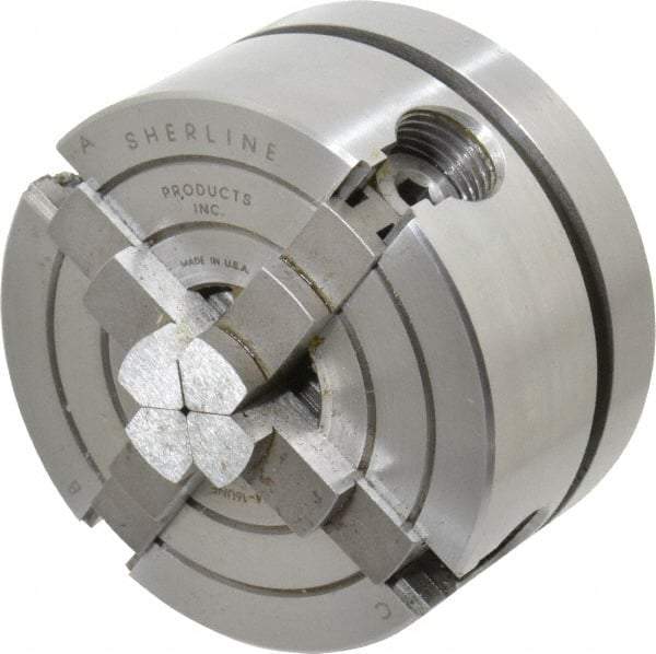 Sherline - 4 Jaws, 2.5" Diam, Independent Manual Lathe Chuck - 3/4-16" Spindle Mount - A1 Tooling