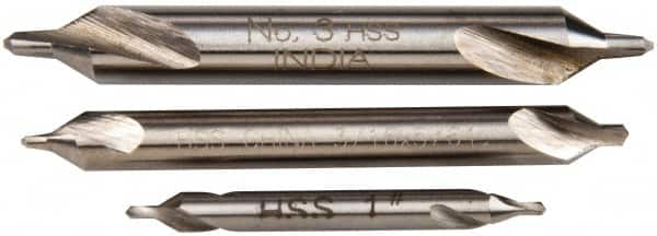 Sherline - 3 Piece, #1 to 3, 1/8 to 1/4" Body Diam, 3/64 to 7/64" Point Diam, Plain Edge, High Speed Steel Combo Drill & Countersink Set - Double End - A1 Tooling