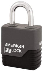 American Lock - 1-1/8" Shackle Clearance, Keyed Different Padlock with Weather Cover - 5/16" Shackle Diam, Steel - A1 Tooling