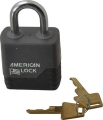 American Lock - 1-1/8" Shackle Clearance, Keyed Different Padlock with Weather Cover - 5/16" Shackle Diam, Aluminum - A1 Tooling