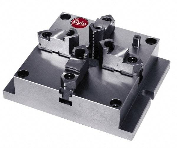 Atlas Workholding - 6" Chuck Diam, 0.16 to 5.04" External Chucking Diam, Low Profile Machining Chuck - 5.67" Bolt Hole Spacing, 1.57" Through Hole, 2.17 to 5.04" Internal Chucking Diam, 8.46" Base Len x 6-1/2" Base Width x 2.24" Base Height - A1 Tooling