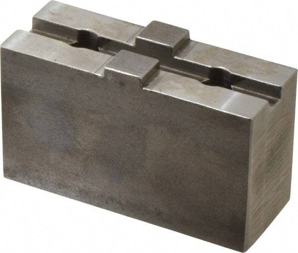 Atlas Workholding - Tongue & Groove Attachment, Square Soft Lathe Chuck Jaw - Steel, 1-3/4" Btw Mount Hole Ctrs, 3-5/16" Long x 1-1/4" Wide x 1.87" High, 0.31" Groove - A1 Tooling