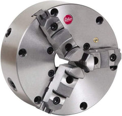 Atlas Workholding - 3 Jaws, 10" Diam, Self Centering Manual Lathe Chuck - Plain Back Mount Spindle, Adjustable, Reversible, 2,500 Max RPM, 2.86" Through Hole Diam, Cast Iron - A1 Tooling