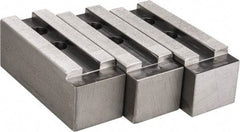 H & R Manufacturing - 1.5mm x 60° Serrated Attachment, Square Soft Lathe Chuck Jaw - 3 Jaws, Steel, 1.69" Btw Mount Hole Ctrs, 6-1/2" Long x 2-1/2" Wide x 2-1/2" High, 0.866" Groove, 20mm Fastener - A1 Tooling