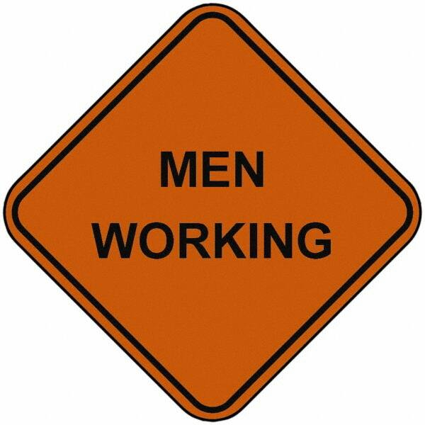 PRO-SAFE - "Men Working", 48" Wide x 48" High, Nylon Construction Roadway Signs - Orange, Square, Sign Stand Mount - A1 Tooling