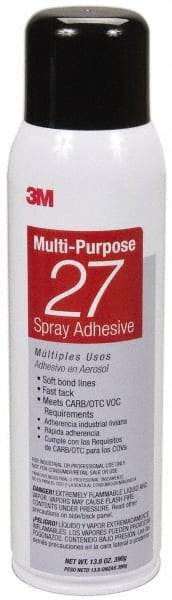 3M - 20 oz Aerosol Clear Spray Adhesive - High Tack, 140°F Heat Resistance, 78 Sq Ft Coverage, Low Strength Bond, 10 min Max Bonding Time, Flammable, Series 27 - A1 Tooling