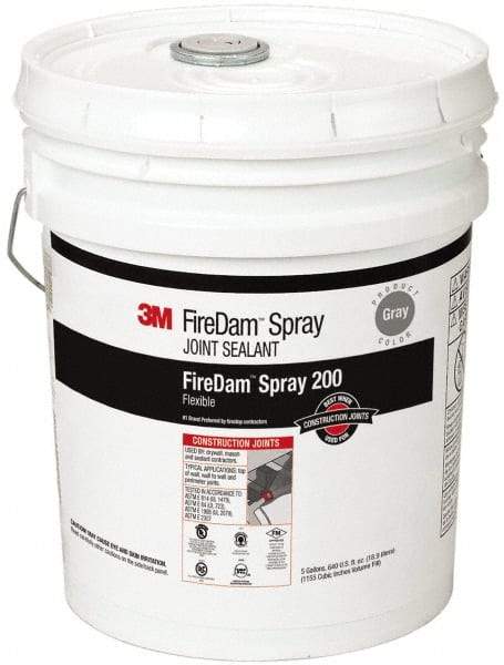 3M - 5 Gal Pail Gray Elastomer Joint Sealant - 110°F Max Operating Temp, 24 hr Full Cure Time, Series Spray 200 - A1 Tooling