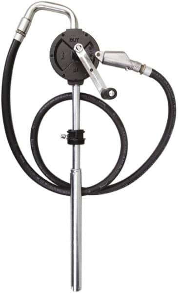 PRO-LUBE - Oil Lubrication 10 Gal/min Flow Cast Iron Rotary Hand Pump - For 15 to 55 Gal Container, Use with Diesel Fuel, Kerosene & Petroleum-Based Fluids, Do Not Use with Water-Based Media - A1 Tooling