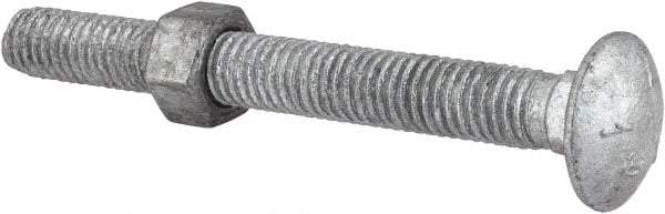 Value Collection - 3/8-16 UNC 3-1/2" Length Under Head, Standard Square Neck, Carriage Bolt - Grade 5 Steel, Galvanized Zinc-Plated Finish - A1 Tooling