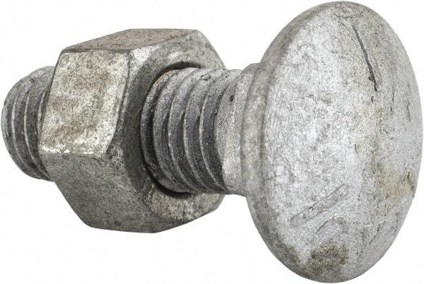 Value Collection - 1/2-13 UNC 1-1/2" Length Under Head, Standard Square Neck, Carriage Bolt - Grade 5 Steel, Galvanized Zinc-Plated Finish - A1 Tooling