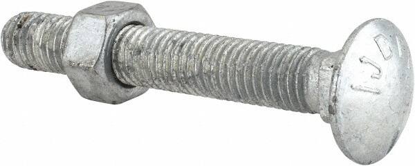 Value Collection - 1/2-13 UNC 3-1/2" Length Under Head, Standard Square Neck, Carriage Bolt - Grade 5 Steel, Galvanized Zinc-Plated Finish - A1 Tooling