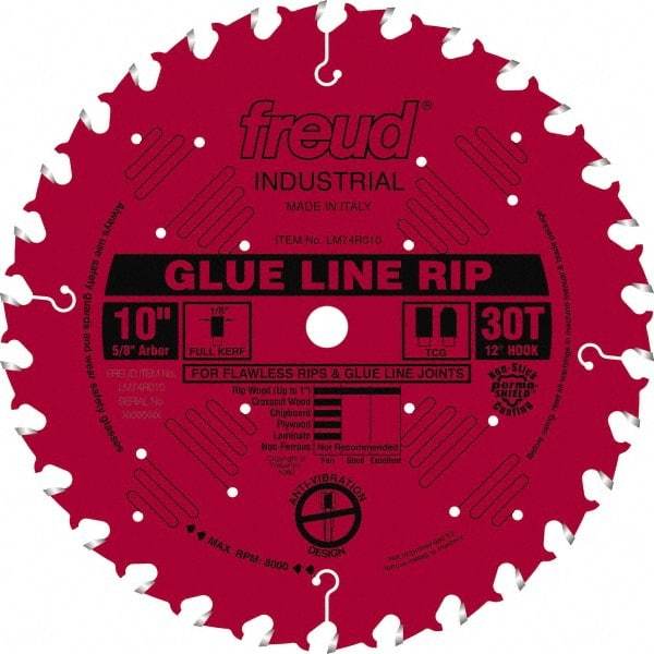 Freud - 10" Diam, 5/8" Arbor Hole Diam, 30 Tooth Wet & Dry Cut Saw Blade - Carbide-Tipped, Standard Round Arbor - A1 Tooling