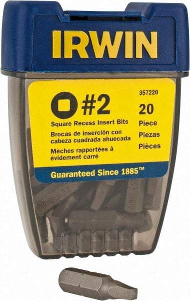 Irwin - 1/4" Drive, #2 Square Recess Screwdriver Bit - 1" OAL - A1 Tooling