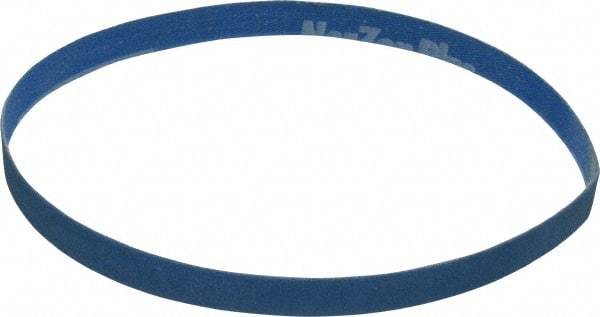 Norton - 1/2" Wide x 18" OAL, 120 Grit, Zirconia Alumina Abrasive Belt - Zirconia Alumina, Fine, Coated, X Weighted Cloth Backing, Series R823 - A1 Tooling