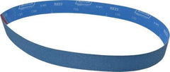 Norton - 2" Wide x 48" OAL, 120 Grit, Zirconia Alumina Abrasive Belt - Zirconia Alumina, Fine, Coated, X Weighted Cloth Backing, Series R823 - A1 Tooling