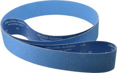 Norton - 3" Wide x 132" OAL, 50 Grit, Zirconia Alumina Abrasive Belt - Zirconia Alumina, Coarse, Coated, Y Weighted Cloth Backing, Series R824 - A1 Tooling