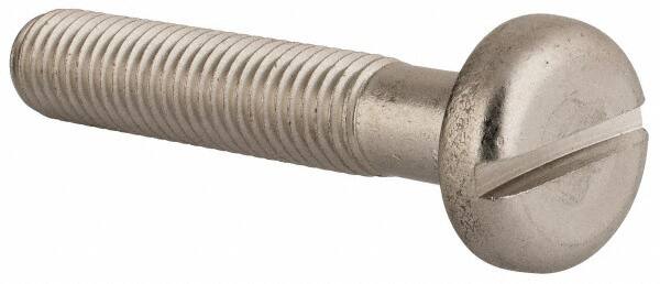 Value Collection - M10x1.50, 55mm Length Under Head Slotted Drive Machine Screw - Pan Head, Grade 18-8 & A2 Stainless Steel, Uncoated, Without Washer - A1 Tooling