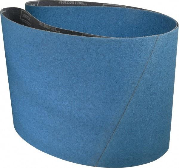 Norton - 10" Wide x 70-1/2" OAL, 60 Grit, Zirconia Alumina Abrasive Belt - Zirconia Alumina, Medium, Coated, X Weighted Cloth Backing - A1 Tooling