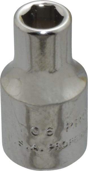 Proto - 3/16", 1/4" Drive, Standard Hand Socket - 6 Points, 7/8" OAL, Chrome Finish - A1 Tooling