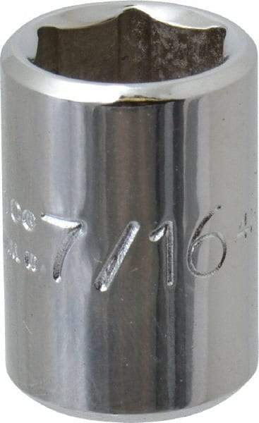 Proto - 7/16", 1/4" Drive, Standard Hand Socket - 6 Points, 7/8" OAL, Chrome Finish - A1 Tooling