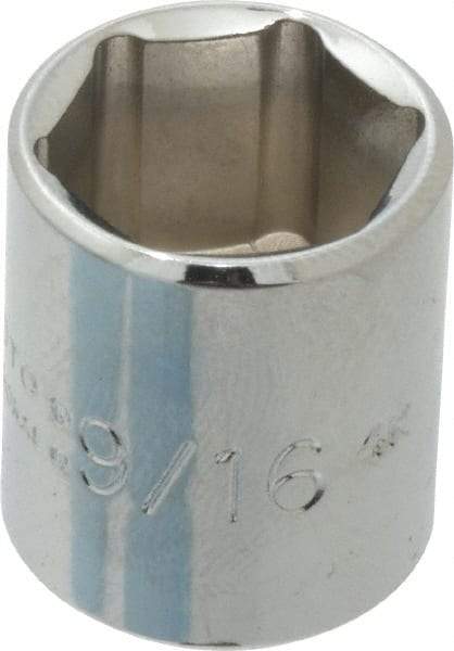 Proto - 9/16", 1/4" Drive, Standard Hand Socket - 6 Points, 7/8" OAL, Chrome Finish - A1 Tooling