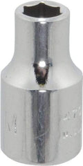 Proto - 1/4" Drive, Standard Hand Socket - 6 Points, 7/8" OAL, Chrome Finish - A1 Tooling